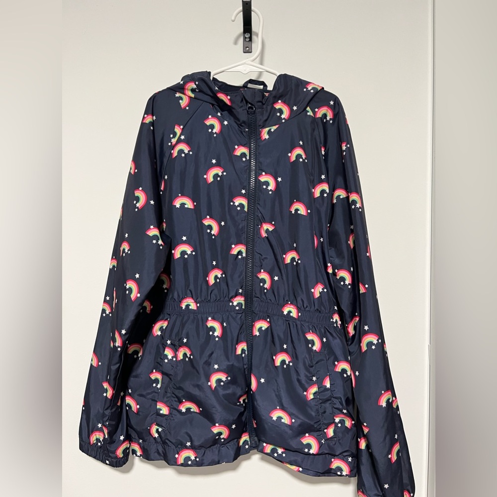GAP kids girls rainbow rain coat size xl regular around size 8-10
